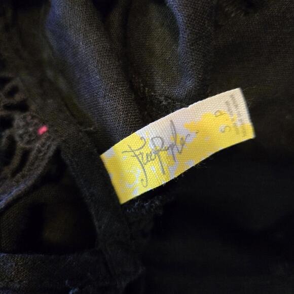 Free People Oversized Women's Sm Linen Blend V-Neck Long Sleeve Top Boho Hippie - Picture 5 of 6